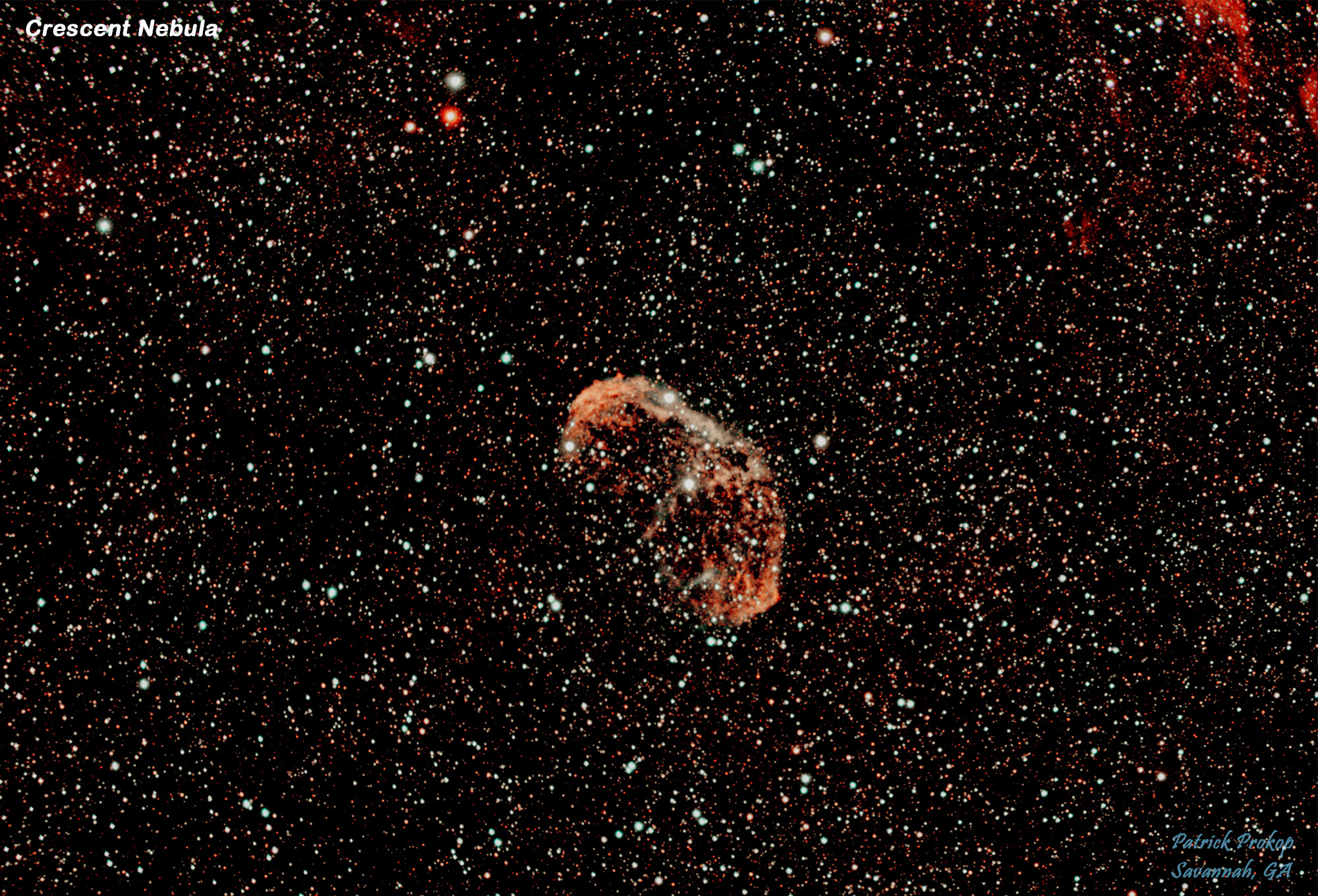 The Crescent Nebula, Cropped View,  September 26, 2019  ... Click on image for larger view