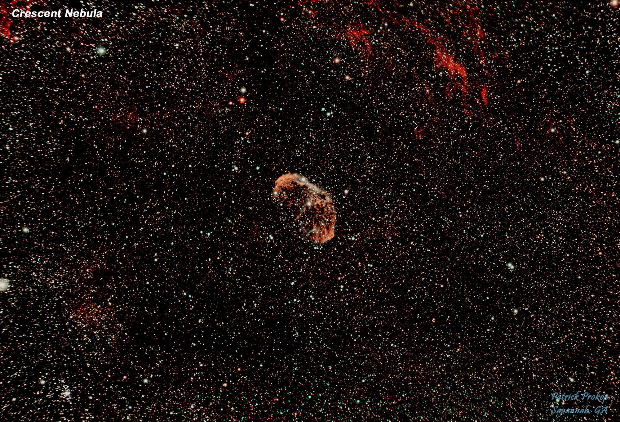 The Crescent Nebula, Full View, September 26, 2019 ... Click on image for larger view