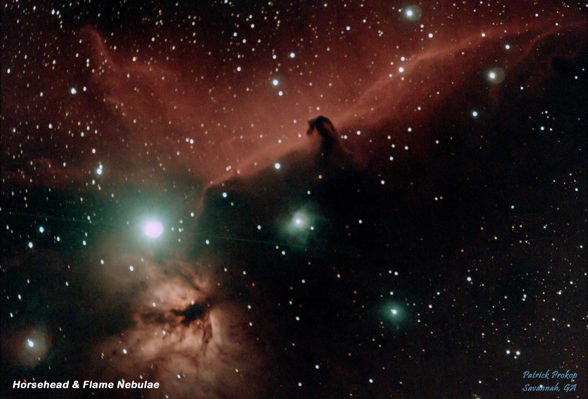 Horsehead & Flame Nebulae on October 10, 2019  ... Click on image for larger view