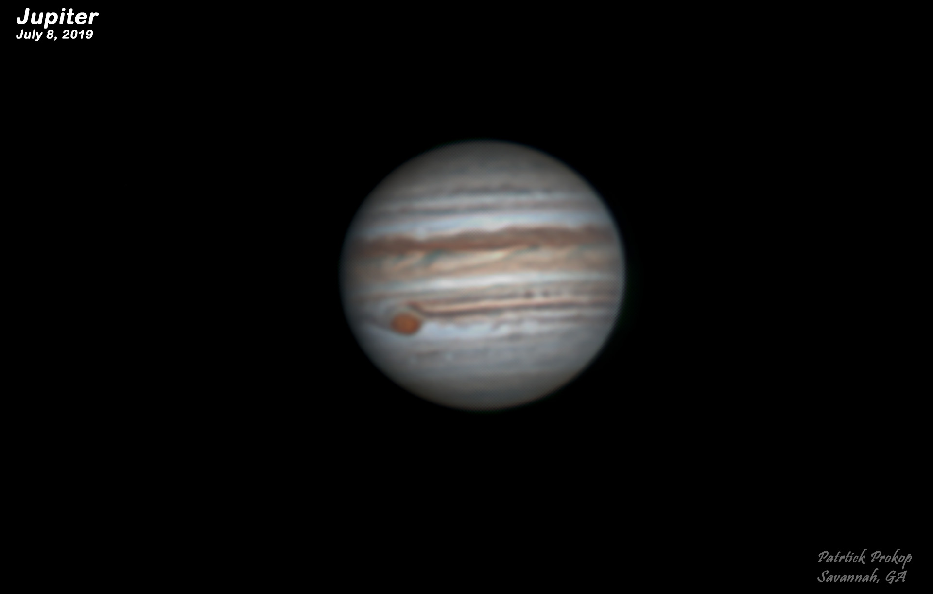 The Planet Jupiter on July 8, 2019  ... Click on image for larger view