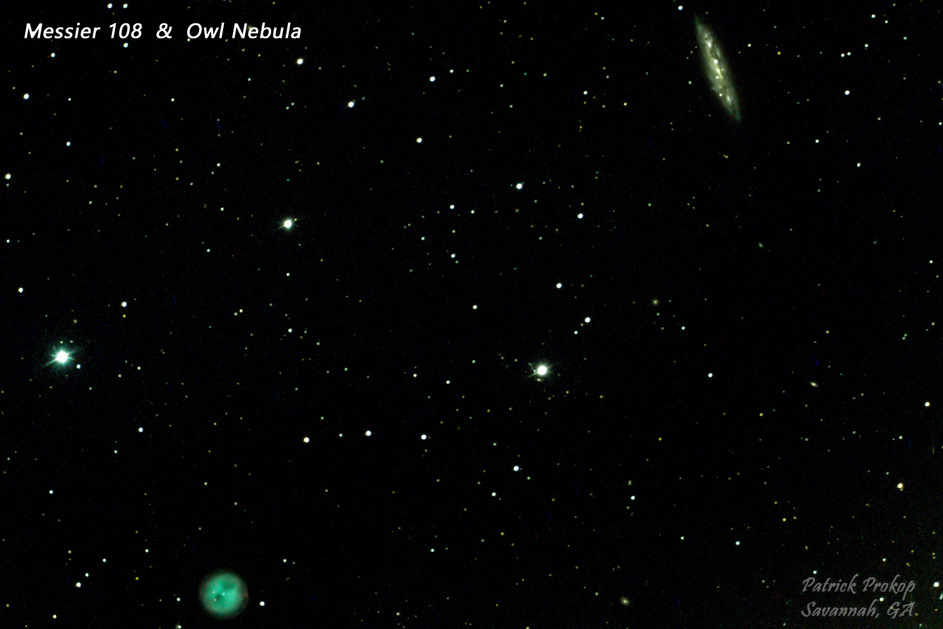 The Owly Nebula and Messier 108, May 20, 2019  ... Click on image for larger view