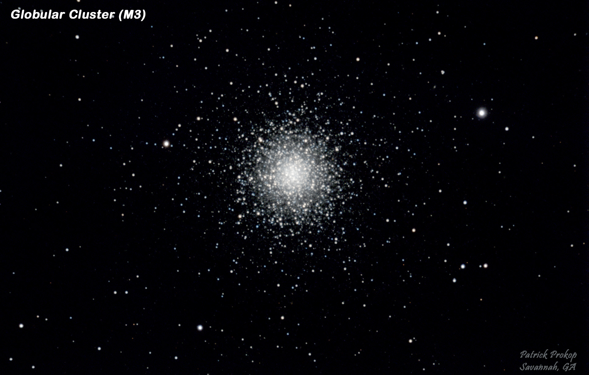 The Globular Cluster M3, April 27, 2019  ... Click on image for larger view