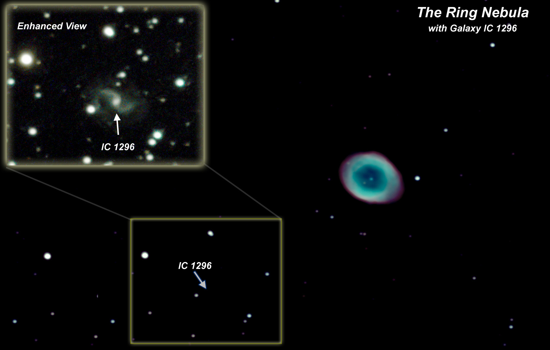 The Ring Nebulawith IC1296  ... Click on image for larger view