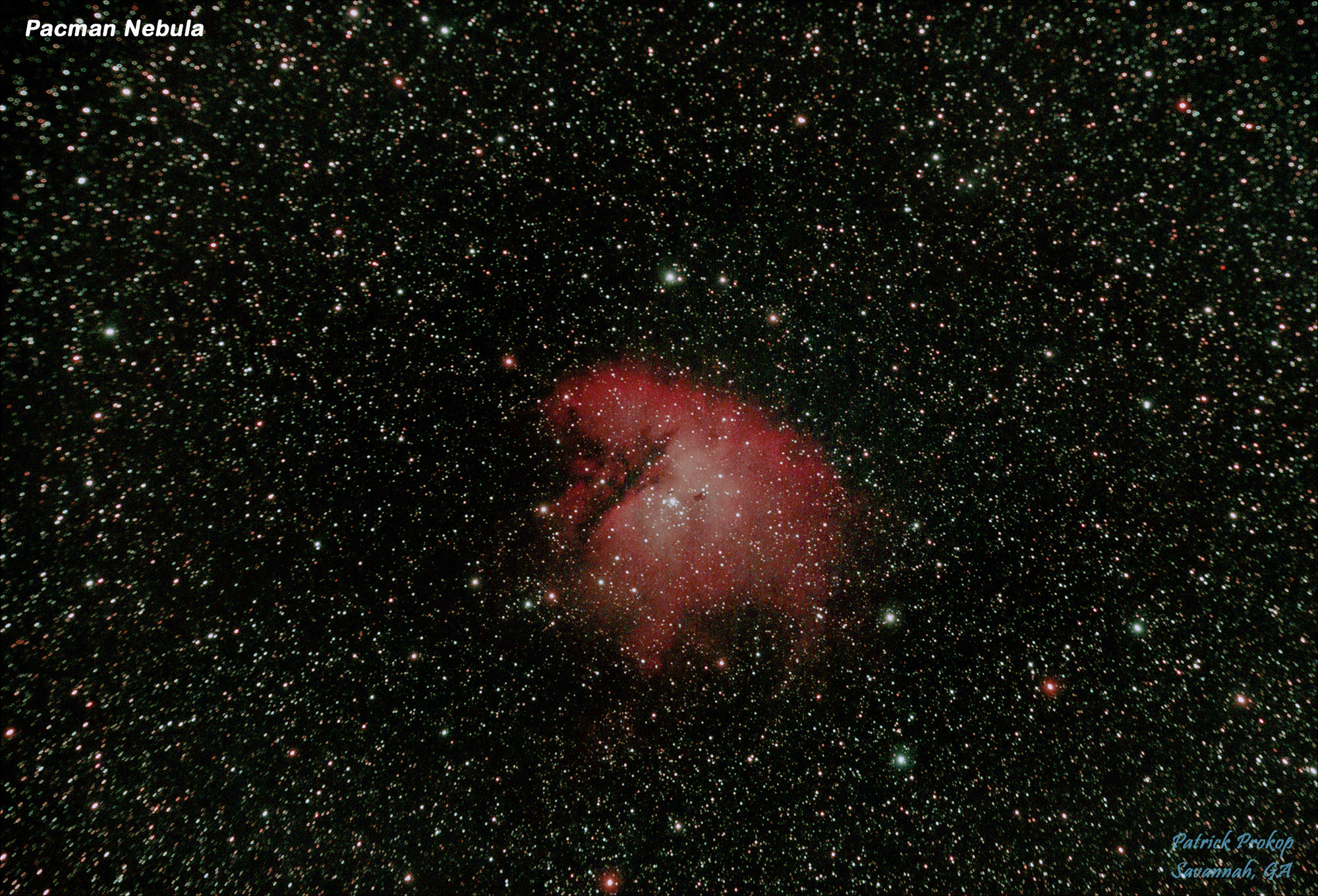 The Pacman Nebula, October 8, 2019 ... Full View  ... Click on image for larger view