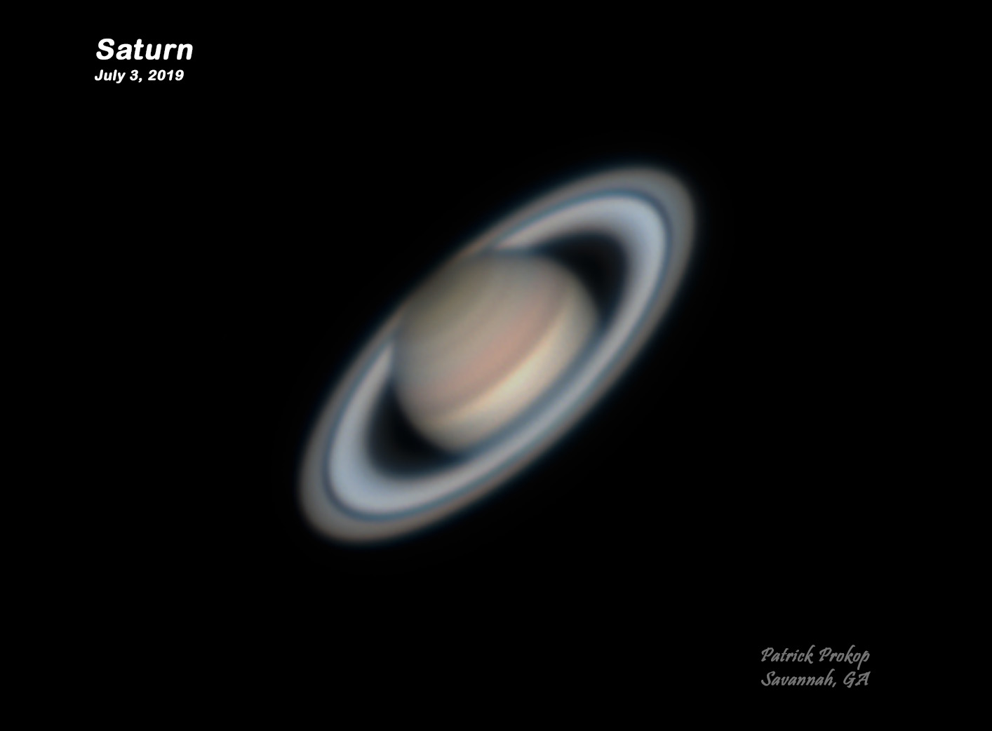 The Planet Saturn on July 3, 2019  ... Click on image for larger view