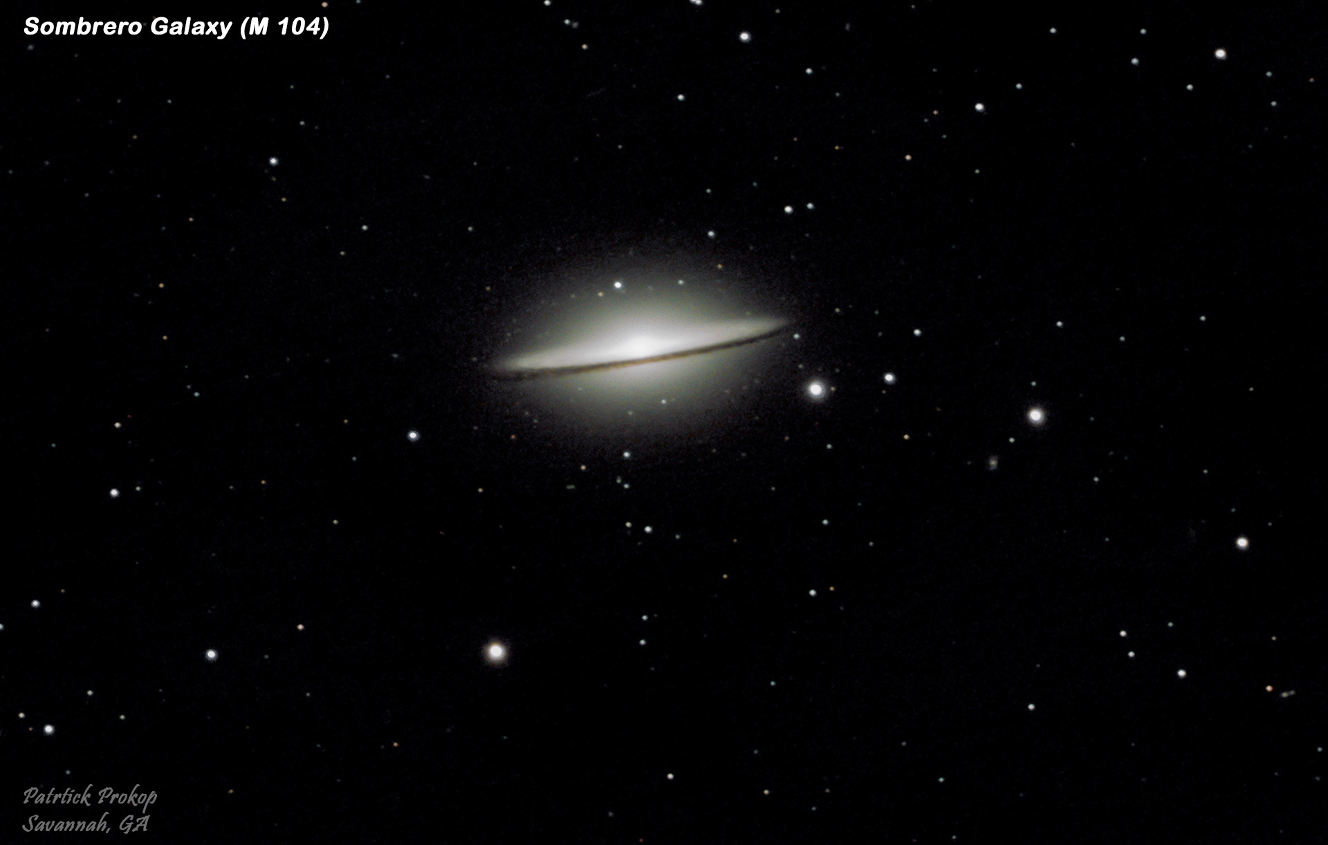 The Sombrero Galaxy, April 3, 2019  ... Click on image for larger view